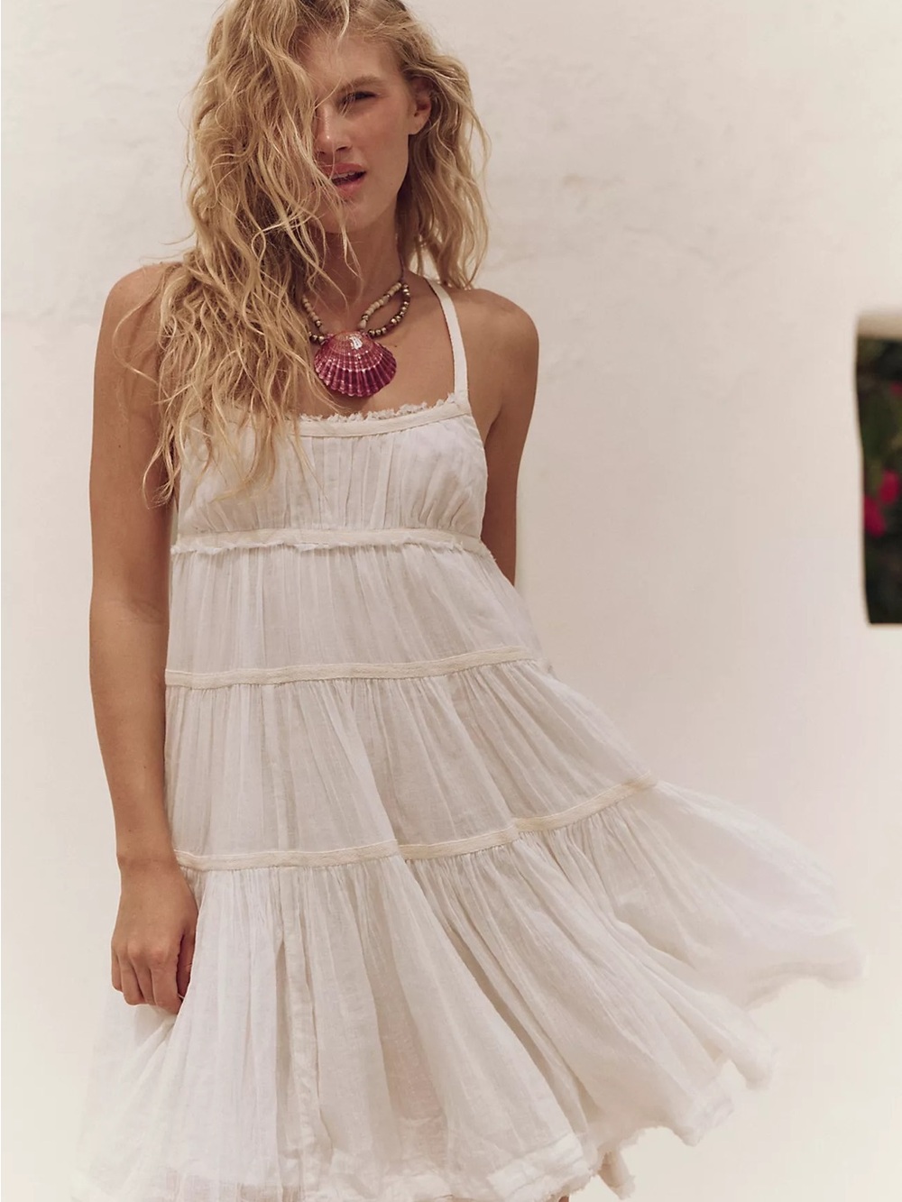 Free People White Tiered Cotton Sundress